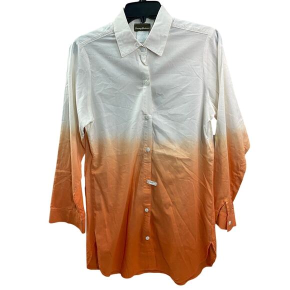 Tommy Bahama Shirt Women's Small Orange White Gradient Button Up - Picture 1 of 10